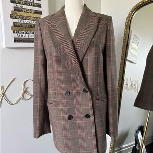Plaid Double-Breasted Blazer